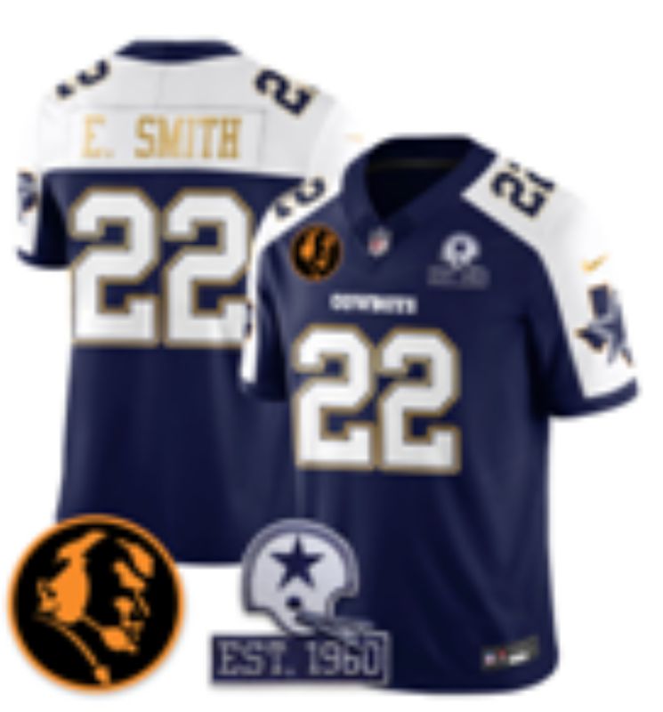 Men 2026 Dallas Cowboys #22 E.Smith Blue Gold 6th generations Nike Limited NFL Jersey style 01->dallas cowboys->NFL Jersey